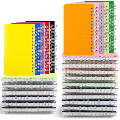40 Pack Pocket Notebooks, 3x5 Inch Small Spiral Notebooks, Lined College Ruled Paper, Memo Pads for Office School Work, 60 Sheets 120 Pages, Bright Assorted Colors
