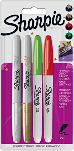 Sharpie Fine Metallic Permanent Marker - Assorted Christmas Colours (Pack of 4) - color: Christmas Metallic