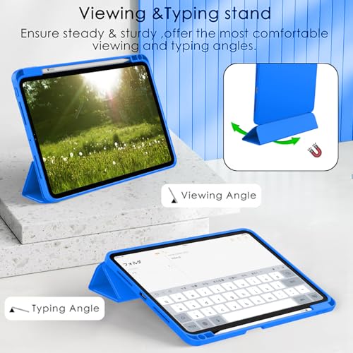 ZryXal iPad Pro 11 Inch Case (M5) 2025/ (M4) 2024 (Model: A2836/A2837/A3006), Trifold Stand Smart Cover with Pencil Holder and Soft TPU Back, Auto Wake/Sleep (Medium Blue) - color: Medium Blue