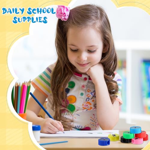Glenmal 72 Pieces Pencil Sharpeners Bulk for Kids, Mini Plastic Handheld Sharpener, Colorful Round Manual Sharpener for Classroom Back to School Donation Supplies Party Favors