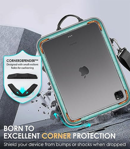 MoKo 9-11 Inch Tablet Sleeve Bag 360° Protetive Carrying Case Compatible with iPad 10th 10.9, iPad Air 5/4th 10.9, iPad 9/8th 10.2, iPad Pro 11, Tab S8/S9 11, with Handle and Shoulder Strap, Gray - color: Gray