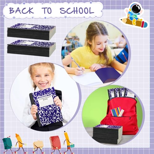 Fainne 100 Pack A5 Composition Notebooks Bulk College Ruled Composition Notebooks Marble Covers Notebook for Student Classroom Office Supplies 30 Sheet/60 Page(Purple) - color: Purple