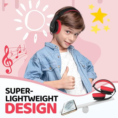 JoySpark Kids Bluetooth Headphones, Lightweight Wireless Headphones for Kids, 85/94dB Volume Limited, 60 Hours Playtime, Bluetooth 5.3, Over-Ear Toddler Headsets with Built-in Mic-Black - color: Black