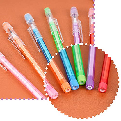 Kolewo4ever 36pcs HB Pencils Kawaii Cute Multipoint Pencil Push Translucent Non Sharpening Stackable Pencils Pop Up Plastic Pencil for Classroom Rewards Carnival Prizes (Normal)