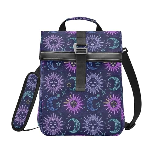 MNSRUU Insulated Lunch Bags Women Men, Moon Sun Stars Portable Reusable Thermal Meal Tote Cooler Bag Organizer, Adjustable Shoulder Strap, Handle - color: Galaxy 126