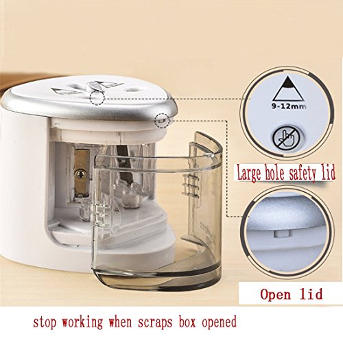 Pencil Sharpener Battery Operated Electric Pencil Sharpener Silver Pencils Sharpener Automatic Pencil Cutter for Kids Adults Artists Office Pencil Sharpeners (Batteries not included) - color: Silver