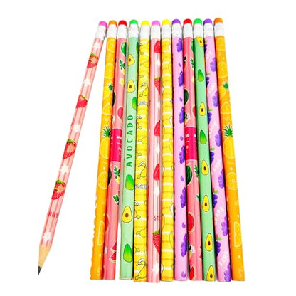 72PCS Corlorful Wooden cased Pencils for Kids with Erasers, Wood Wedding Golf for School,Drawing,Gift (72PCS) (Fruit, 72) - style: Fruit
