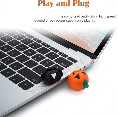 64GB USB 2.0 Flash Drive Cartoon Novelty Halloween Pumpkin Man Memory Stick Silicone Rubber Pendrive - color: Pumpkin man, size: 64GB 2.0