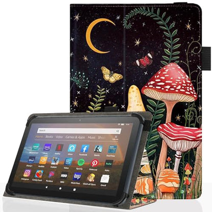 Universal 10 10.1 Inch Android Tablet Case,Slim Folding Stand Cover for All 9"-10.5" Touchscreen Tablet Case with Stylus Pen Holder,Mushroom - color: Mushroom
