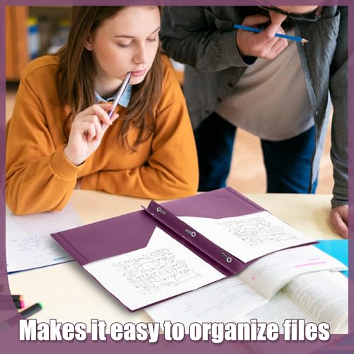 Lincia 100 Pcs Plastic Folders with Pockets and Prong Folders with Prongs 2 Pockets for Office, School for Students, Teachers, Office Workers(Dark Purple) - color: Dark Purple
