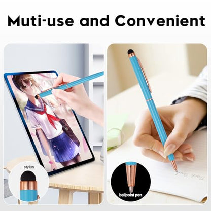 15 Pack Stylus Pens for Touch Screens Stylus Pen Compatible with Phone Tablets Kindle and Black Ink Ballpoint Pens-2 in 1 Stylists Pens (8005 Rose Gold B) - color: 8005 Rose Gold B