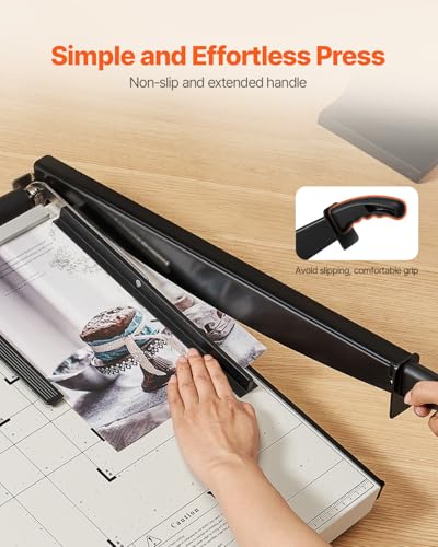 VEVOR Paper Cutter, 18 in Cut Length Guillotine Trimmer, 15-Sheet Capacity, Heavy-Duty Paper Cutter with Security Guard Rail/Blade Lock, Paper Trimmer for Cardstock, Cardboard, Home, Office & School
