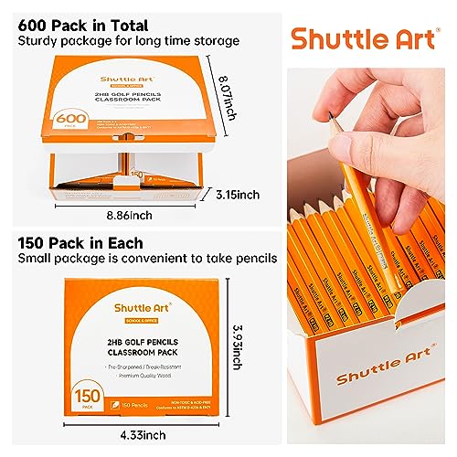 Shuttle Art 600 Pack #2 HB Mini Pencils, Wood-cased, Pre-sharpened for Kids & Teachers, Classroom Essentials, Back to School Supplies - color: Black