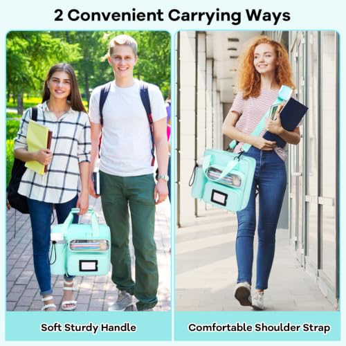 3 Inch D-Ring Zipper Binder Bag, 700 Sheet Capacity Multi-Pockets Organizer, 13 Inch Laptop Carrying Case with Bottle Holder& Shoulder Strap for School Office (Blue) - color: Ocean Blue