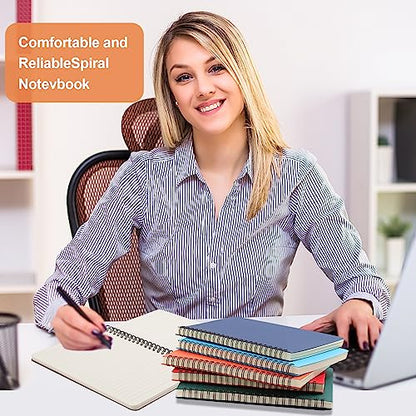 6Pack Hardcover Spiral Notebook,A5 Spiral Notebooks College Ruled,5.5x8.5 Inches,Spiral Journal Notebook for Work Study,80 Sheets 160 Pages 6 Colors
