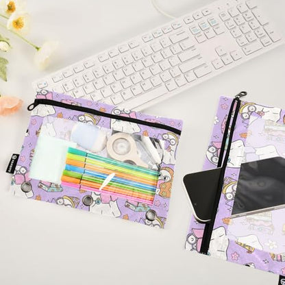 ZAZYXTJ Ghost Binder Pencil Pouchs 3 Ring with Zipper Clear Window Office Organizers bag for School Students Teacher Supplies 2 Pack - color: Ghost