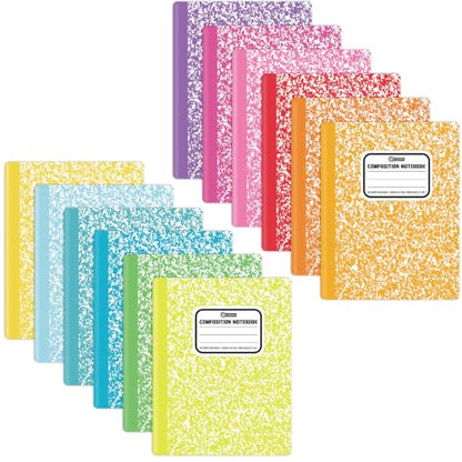 gisgfim 12 Pack Bulk Composition Notebook Wide Ruled, 12 Different Vibrant Colors, 96 Pages (48 Sheets), 9-3/4 x 7-1/2" Hard Cover Journal Notebooks for Studentsd,Classroom and Office(Rainbow) - color: Rainbow