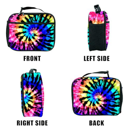 Tie Dye Lunch Box Insulated Reusable Lunch Bag Tote Cooler for Women Men Boy Girl School Work Office Picnic - color: Tie Dye