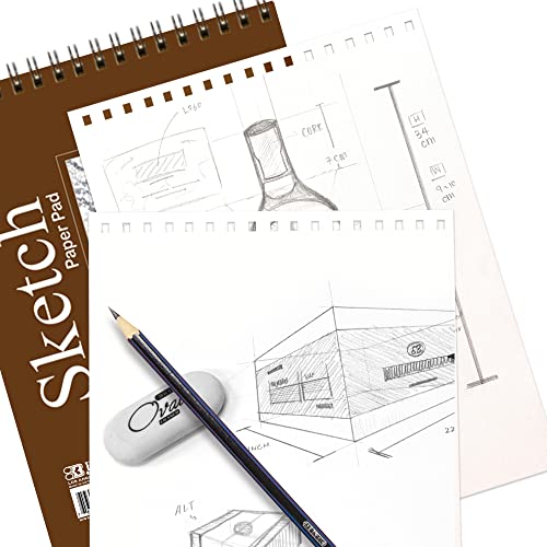 BAZIC Products Spiral Sketch Pad, Top Bound, 6 x 8 in, 50 Sheets, 48-Case | 50-sheet spiral sketch pad, smooth drawing paper for sketching, shading - color: 50 Sheets - 6"x8", size: 48-Pack