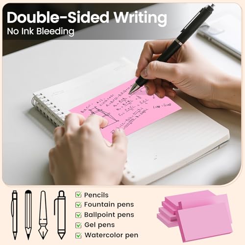 Index Cards 3x5 Inch, 300sheets, Flash Cards, Blank Pink Note Cards Paper For Studying, Schools Supplies, College, Office And Home Organization, Note Taking Supplies - color: Pink