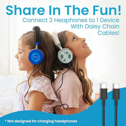 Puro Sound Labs JuniorJam Plus Volume-Limiting Wireless Bluetooth Headphones for Kids, Secure Audio with Adjustable On-Ear Design, 22-Hour Battery Life, Ideal for Tablets, Smartphones & PCs - Teal - color: Teal