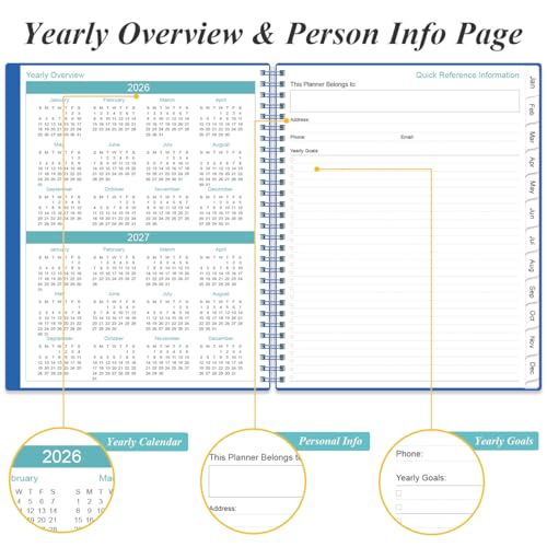 Daily Planner 2026 Full Page Per Day- 2026 Daily & Monthly Planner from January 2026 to December 2026, Day Planner 2026 with 12 Months Tabs, 8.5" x 11", Blue - color: Blue, size: 8.5" x 11"