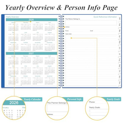 Daily Planner 2026 Full Page Per Day- 2026 Daily & Monthly Planner from January 2026 to December 2026, Day Planner 2026 with 12 Months Tabs, 8.5" x 11", Blue - color: Blue, size: 8.5" x 11"