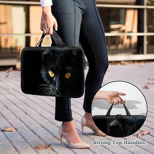 Universal Tablet Laptop Sleeve Case 10 inch, Black Cat with Golden Eyes Slim Carrying Case Durable Handbag Travel Laptop Bag for 7 to 10-inch Laptops/Notebook/Kids Tablet/ipad/eBook Readers - color: Black Cat With Golden Eyes, size: 10 inch