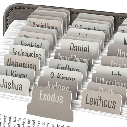 EssexWares - Sandy Beige Bible Tabs for Old and New Testament, 80 Large Print Tabs for Bible Study, Water-Resistant and Durable Index Tabs for Women and Men - 1.7" Wide - color: Sandy Beige