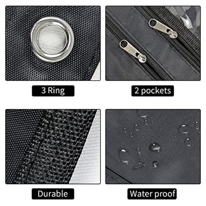 YoeeJob 18 Pack 1 Inch Expandable Zipper Pencil Pouches with Clear Window for 3 Ring Binder, Suitable for School & Office（Black） - color: Black