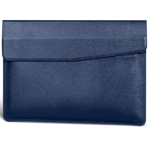 Genuine Leather Laptop Sleeve for MacBook Neo A18 Pro,MacBook Air 13 inch & Pro 13 inch,Premium Full-Grain Leather Case Cover with Magnetic Closure,Protective Laptop Case-Blue - color: Lychee pattern-Blue, size: For MacBook 13"