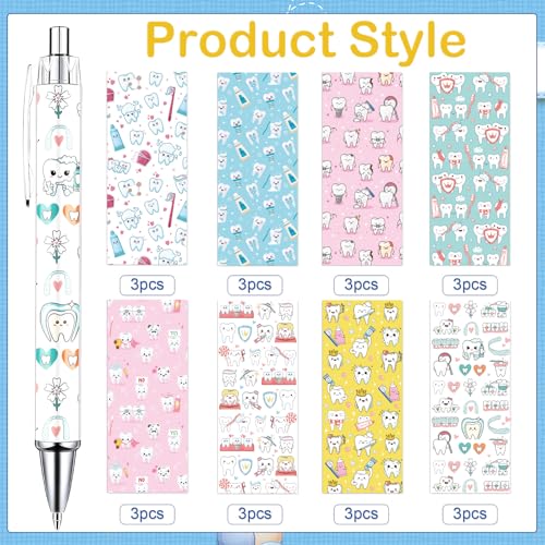 Dental Ballpoint Pens Gifts - 24 Pcs Teeth Pens Sets Tooth Retractable Writing Ball Point Pen Dental Assistant Hygienist Appreciation Gifts for Office Stationery Home School Supplies - style: Dental