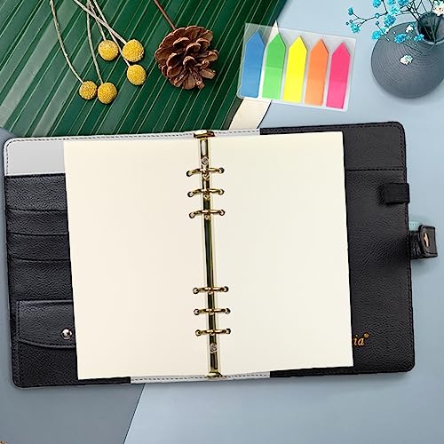 Harphia A6 6 Holes Binder Refill Value Set, 90sheets Plain Blank Loose Leaf Paper with Stickers and dividers, Planner Inserts with Binder Pockets for A6 Binder 6 Holes refillable Notebook,005dA6blank - color: Blank Paper Set, size: A6
