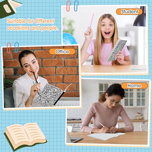 Fainne 60 Pack B5 Composition Notebooks Bulk 7.5 x 9.75'' College Ruled Composition Notebooks 50 Sheets (100 pages) Marble Covers Notebook for School Classroom Office Supplies(Black) - color: Black