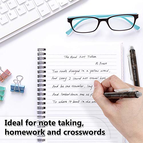 Vanstek 18 Pack Retractable Erasable Gel Pens Clicker, 9 Black & 9 Blue, Fine Point(0.7), Make Mistakes Disappear, Premium Comfort Grip Black & Blue Ink for Writting, Note Taking and Crossword Puzzles - color: 9 Blue 9 Black