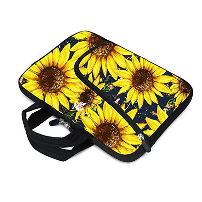 11.6" 12.2 inches Laptop Sleeve Chromebook Case Ultrabook Case Notebook Sleeve Tablet Case Neoprene Handle Sleeve for Men Women, Two Pockets Fit Apple MacBook Air Samsung Acer HP(Sunflowers) - color: sunflowers