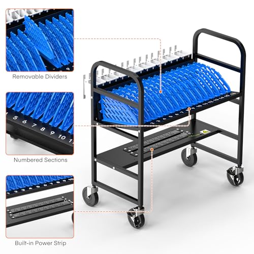 16-Device Laptop and Tablet Charging Station, Open Charging Cart with Cord Charger Management, Grounding Protection - Chromebook Organizer for Classroom, Office and Libraries - size: 16 Devices