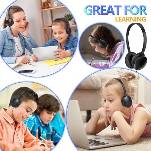 Kids Headphones Bulk 30 Pack for School Students Children | Wholesale Wired Headphones for Classroom,Group Learning, Computer Lab, Library, Online Lesson and Testing 3.5mm Jack (Black) - color: H003 Black Headphones