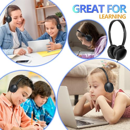 Kids Headphones Bulk 30 Pack for School Students Children | Wholesale Wired Headphones for Classroom,Group Learning, Computer Lab, Library, Online Lesson and Testing 3.5mm Jack (Black) - color: H003 Black Headphones