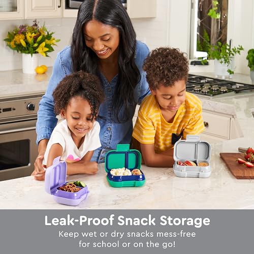 Bentgo Kids Snack Leak-Proof 2 Compartment Bento-Style Container | For Snacks & Small Meals, Easy-Open Latch, Dishwasher Safe, BPA-Free for School, Daycare, & Sports, Ages 3+ (Gray) - color: Gray