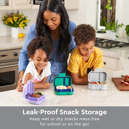 Bentgo Kids Snack Leak-Proof 2 Compartment Bento-Style Container | For Snacks & Small Meals, Easy-Open Latch, Dishwasher Safe, BPA-Free for School, Daycare, & Sports, Ages 3+ (Gray) - color: Gray