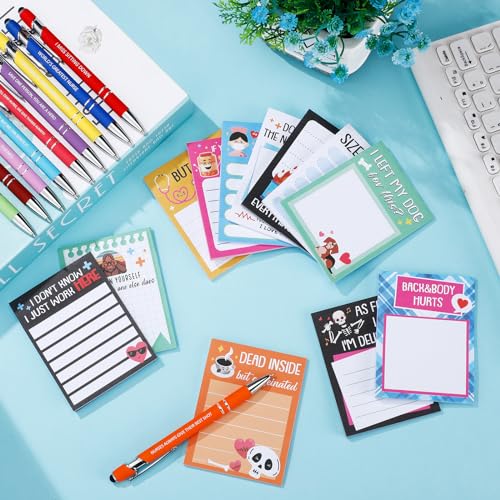 Geyee 24 Pcs Fun Nurse Sticky Notes with Funny Pens 3 x 4 Inch to Do List Notepads with Sayings Pen for Coworkers Nurse Teacher Employee Office Staff Work Team Appreciation Gifts - style: Fun Nurse