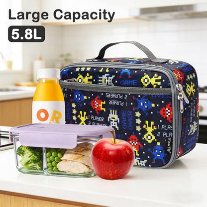 FlowFly Kids Lunch box Insulated Soft Bag Mini Cooler Back to School Thermal Meal Tote Kit for Girls, Boys, Robot - color: Robot