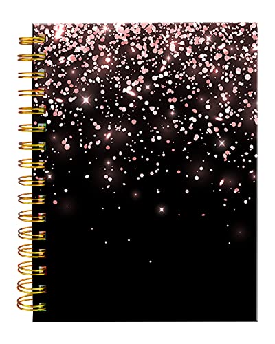 iampanda Spiral Journal Notebook,Strong TwinWire Binding with Premium Paper for Girl Women,Cute 60 Sheets A5 College Ruled NotebookJournal,Perfect for School Office Home Gifts,Rose Gold Falling - color: Rose Gold Falling Glitter
