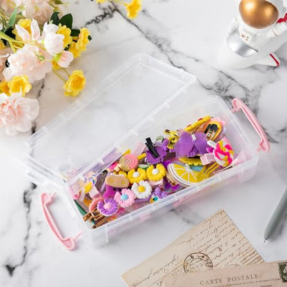 Gueevin 24 Pcs Large Capacity Plastic Pencil Box Clear Plastic Pencil Case Crayon Box with Snap Tight Lid Watercolor Pen Storage Brush Organizer Drawing Tools Container (Pink) - color: Pink