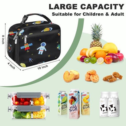 Kids Lunch Box for Boys Girls Lunch Bag Insulated Durable Lunchbox Children Lunch Tote Bag for School Astronaut - color: Astronaut