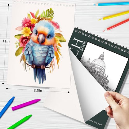 OSIMIG 5 Pack Sketch Book 8.5" x 11" Set, Top Spiral Bound Sketch Pad 150 Sheet Total (68lb/100gsm), Drawing Paper Pad, Sketch Book for Kids, Artist, Adult Art Supplies - size: 5 Pack