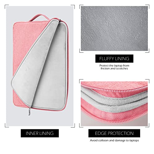 13 Inch Laptop Sleeve Case Carrying Bag Compatible with 13 inch MacBook Air M4 M3 M2 M1/ Pro 13 M3 M2 M1, Waterproof Chromebook Cover Computer Zipper Pouch with Handle Pocket, Pink - color: Pink, size: 13"-13.3"