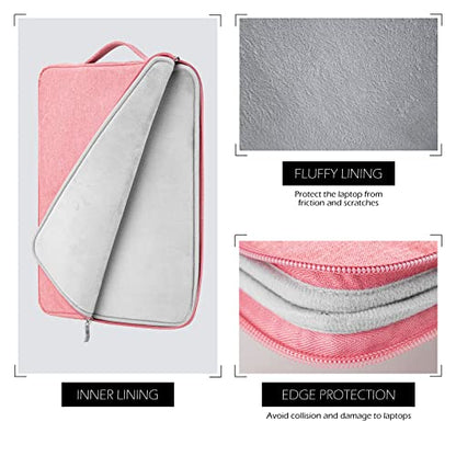 13 Inch Laptop Sleeve Case Carrying Bag Compatible with 13 inch MacBook Air M4 M3 M2 M1/ Pro 13 M3 M2 M1, Waterproof Chromebook Cover Computer Zipper Pouch with Handle Pocket, Pink - color: Pink, size: 13"-13.3"