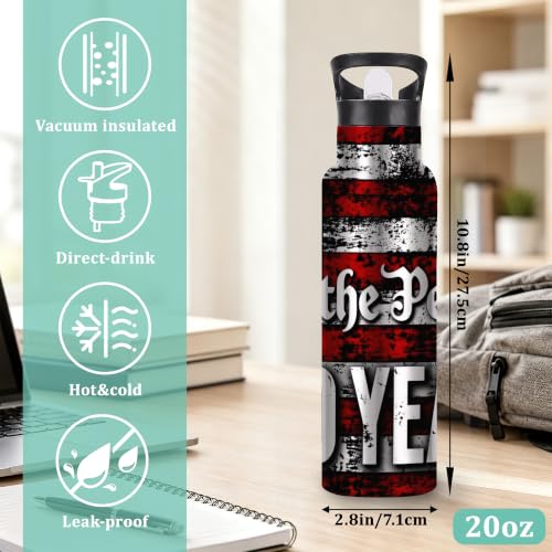 Water Bottles with Straw,Flag Stainless Steel Cup Leak Resistant Double Wall 250 Years Insulated Water Bottle with Handle for Gym Cycling Hiking Office 20 oz - color: Flag,250 Years